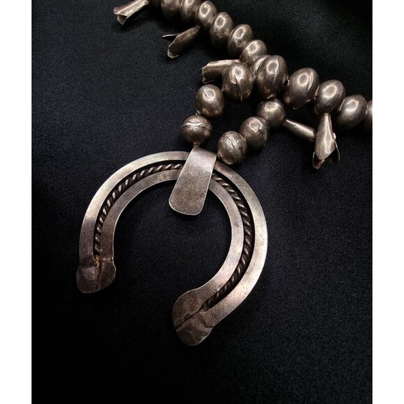 Vintage Southwest style Sterling Silver & Turquoise Squash Blossom Necklace - Picture 7 of 7